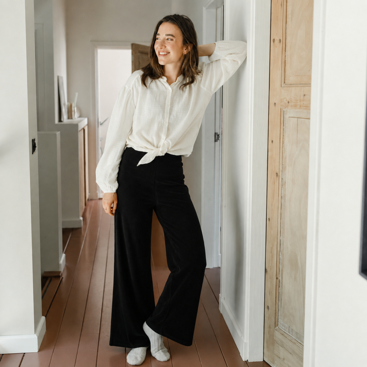 Eva – dámské manšestrové kalhoty – Černá – fotografie 7