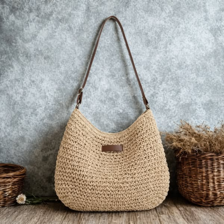 Tereza | Elegantní pletená kabelka – béžová