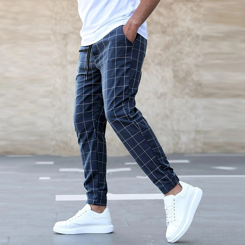 Tadeáš | Kostkované teplákové kalhoty