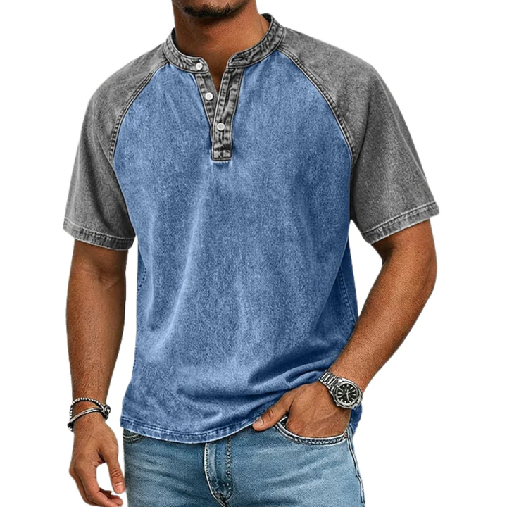 Tomáš | Dvoubarevné tričko Henley ve vintage stylu