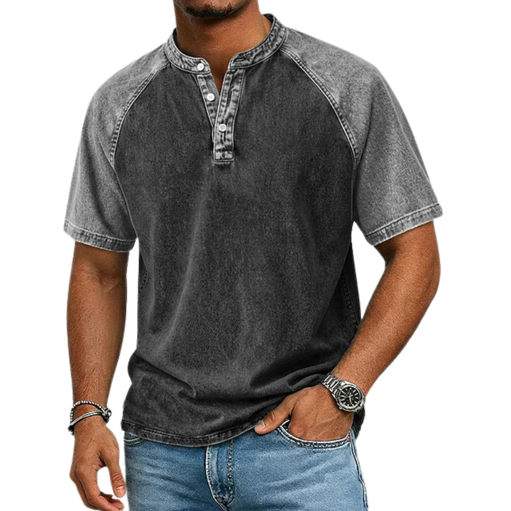 Tomáš | Dvoubarevné tričko Henley ve vintage stylu