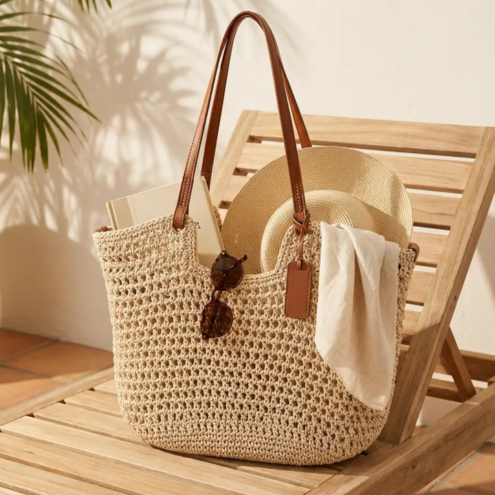 Lenka | Ručně háčkovaná shopper taška – světle béžová