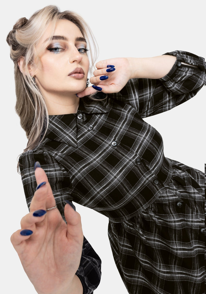 Karolína – šedo-černé mini šaty – fotografie 2
