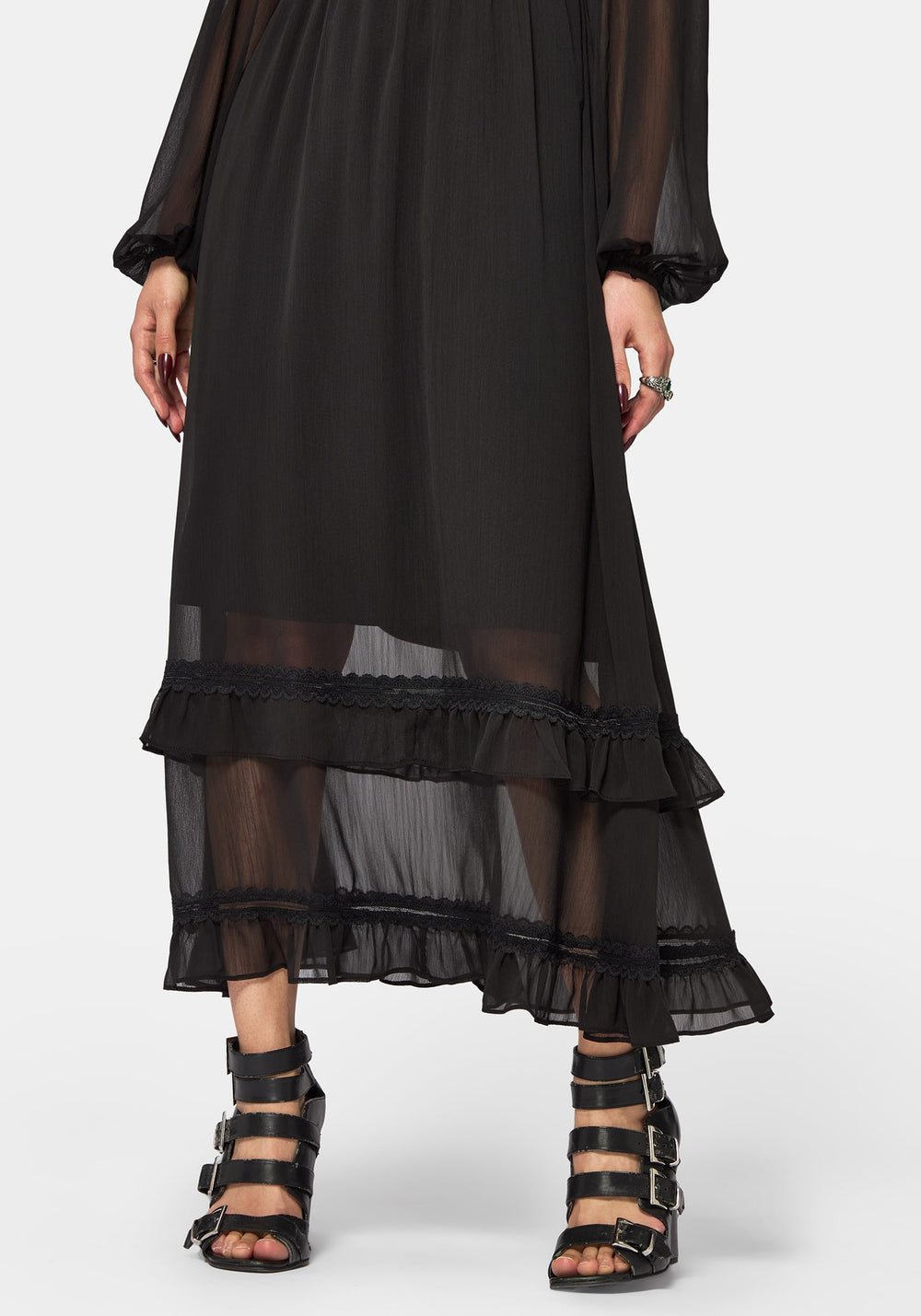 Štěpánka – černé šaty v délce mezi midi a maxi – fotografie 2