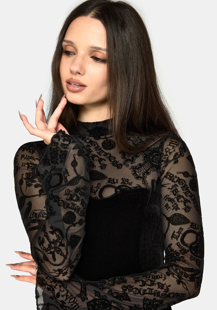 Pavla – černé flokované velurové midi šaty – fotografie 2
