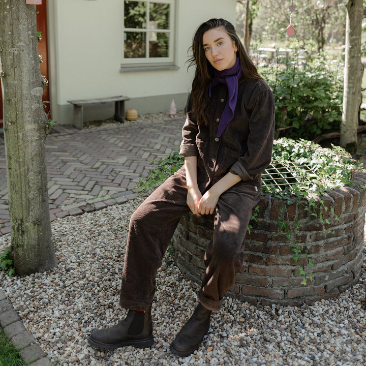Kamila – prodloužený malý pletený šátek – Fialová – fotografie 3