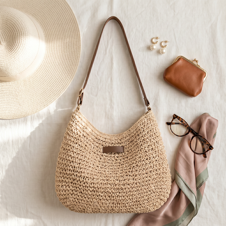 Tereza | Elegantní pletená kabelka – béžová