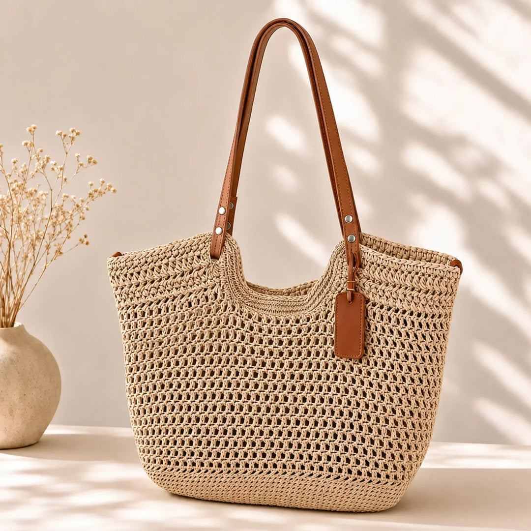 Lenka | Ručně háčkovaná shopper taška – světle béžová
