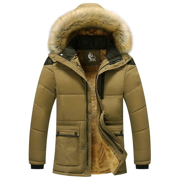 Julius – pánská zimní parka s odnímatelnou kapucí – Khaki – fotografie 1