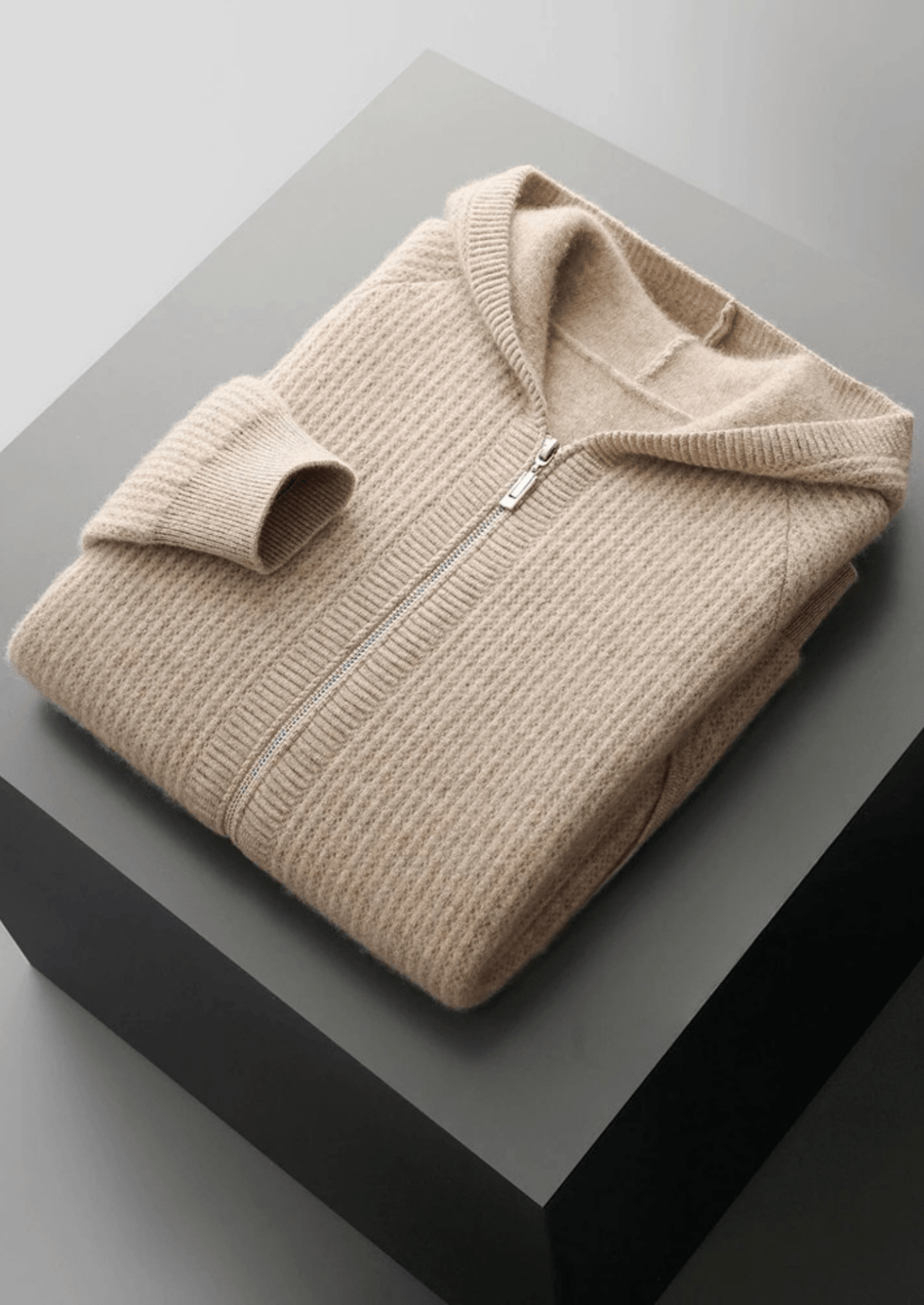 Lukáš | Merino mikina s kapucí na zip z extra jemné vlny