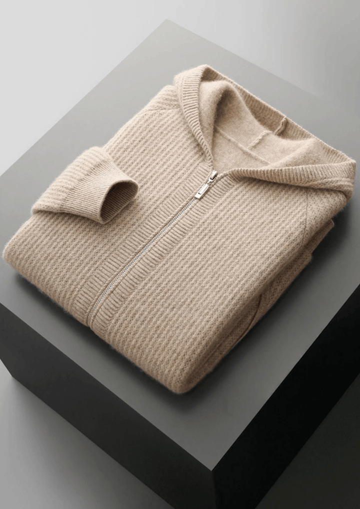 Lukáš | Merino mikina s kapucí na zip z extra jemné vlny