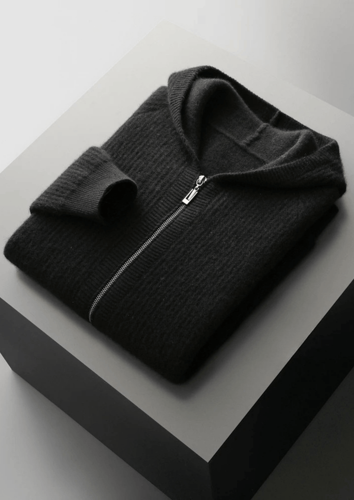 Lukáš | Merino mikina s kapucí na zip z extra jemné vlny