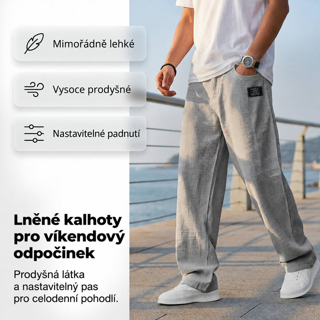Oskar | Lehké pánské kalhoty s rovnými nohavicemi