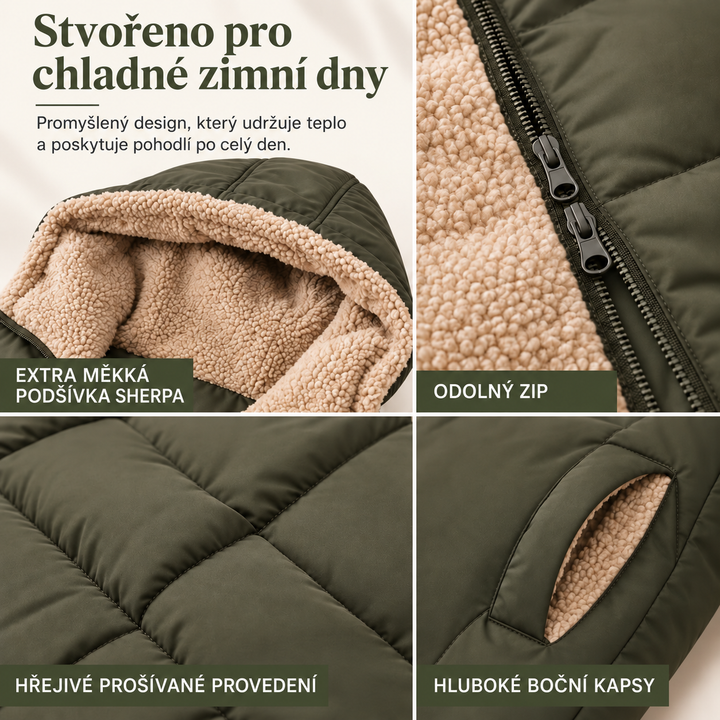 Elvíra – podrobnosti zimního kabátu v češtině