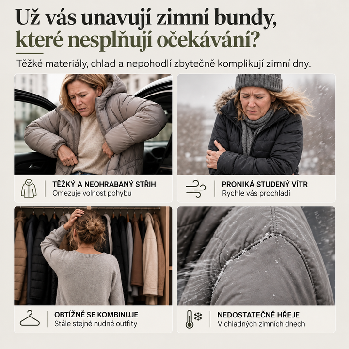 Elvíra – podrobnosti zimního kabátu v češtině