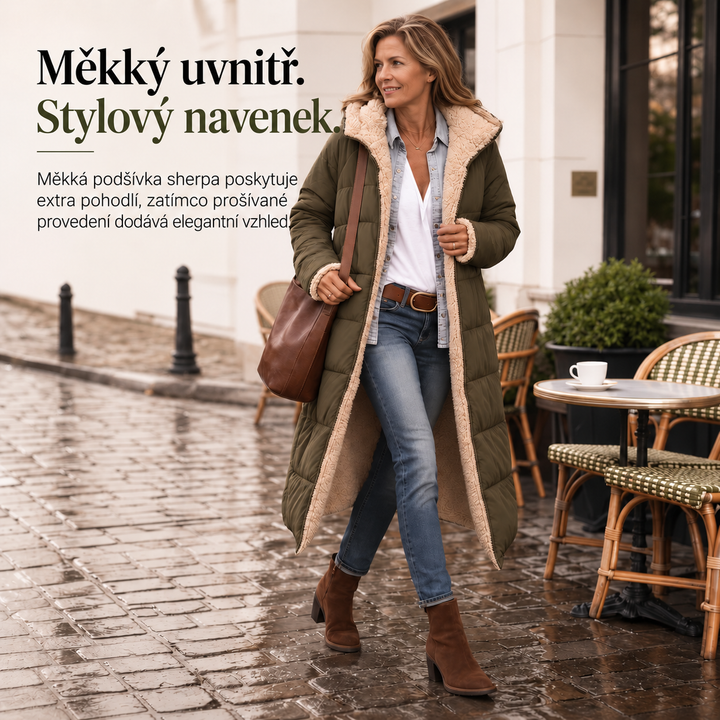 Elvíra – podrobnosti zimního kabátu v češtině