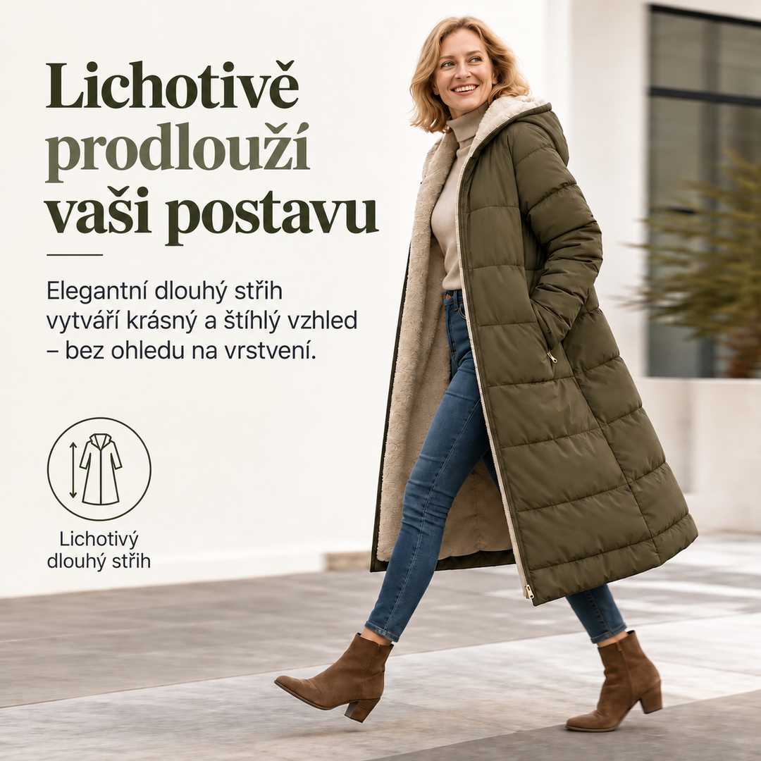 Elvíra – podrobnosti zimního kabátu v češtině