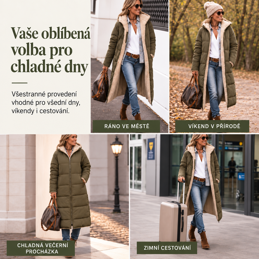 Elvíra – podrobnosti zimního kabátu v češtině